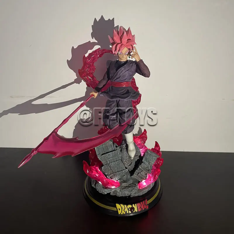 28CM Dragon Ball Z Zamasu Figure Black Goku PVC Action Figures GK Statue with Light Base Collection Model Toys for Children Gift