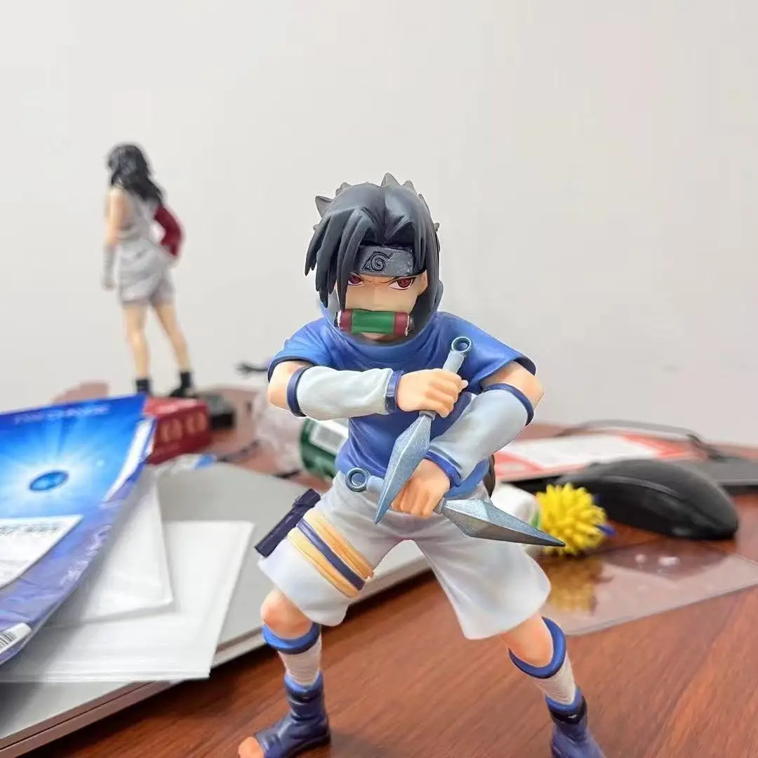 New 18.5cm Naruto Anime Figure Uchiha Sasuke Figurine Collectible Kagebunsin No Jyutu Pvc Statue Model For Boy Room Ornament Toy