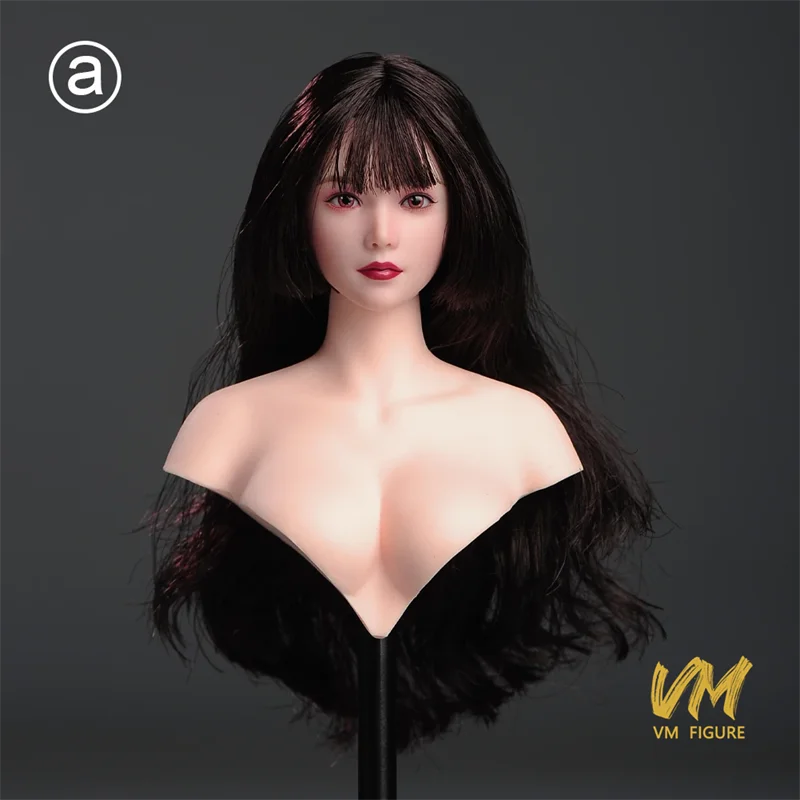 In Stock 1/6 Makeup Beauty Girl Movable Eyes Hair Transplant Head Carving Model Fit 12”Pale Female Action Figure Body Doll Toys