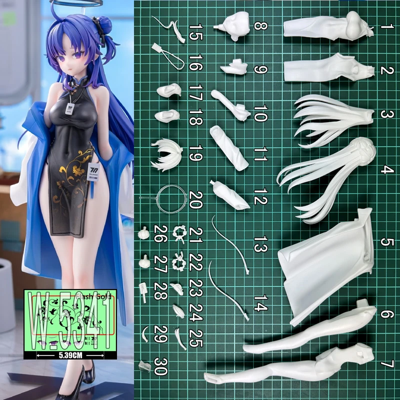 (In Stock) (W_5341) 23CM Hayase Yuuka Qipao ver. Blue Archive Unpainted Unassembled GK Anime Figure White Resin Model Kit