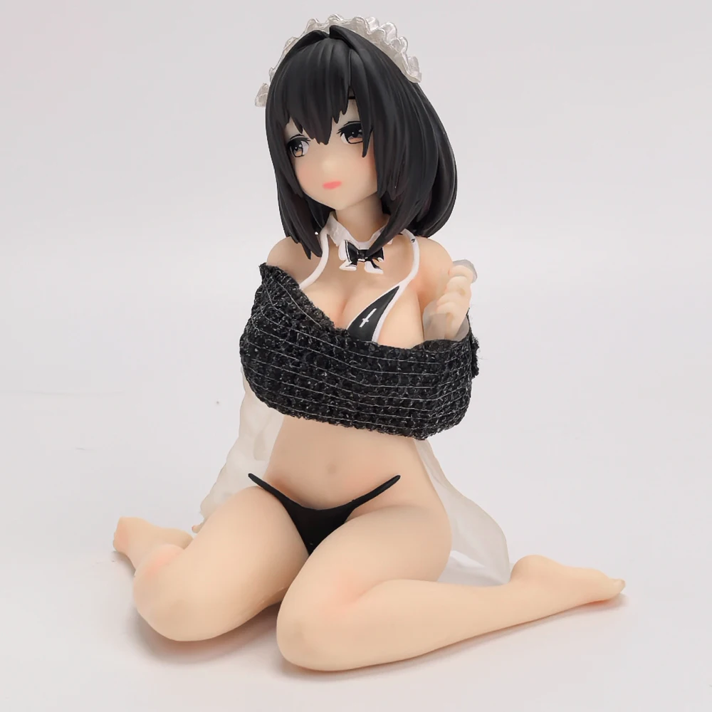 10cm Black Swimsuit Maid-chan PVC Action Figure Sexy Anime +18 Original for Collection Gift Model Toys