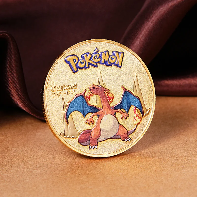 Pokemon commemorative Coin Metal Coins Anime Commemorative Coin Charizard Pikachu Golden Pokemon Cards Round Metal Coin Toy Gift