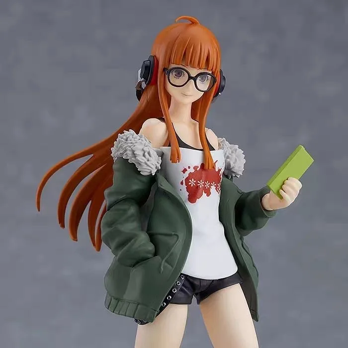 13cm PERSONA5 Figma 434 Futaba Sakura Glasses Girl Anime Handmade Action Figures Desktop Case Decoration Ornament Gift