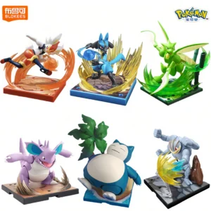 Original Blokees Pokemon Snorlax Lucario Nidoking Cinderace Scyther Cartoon And Anime Action Figure Decorations Toys Gift