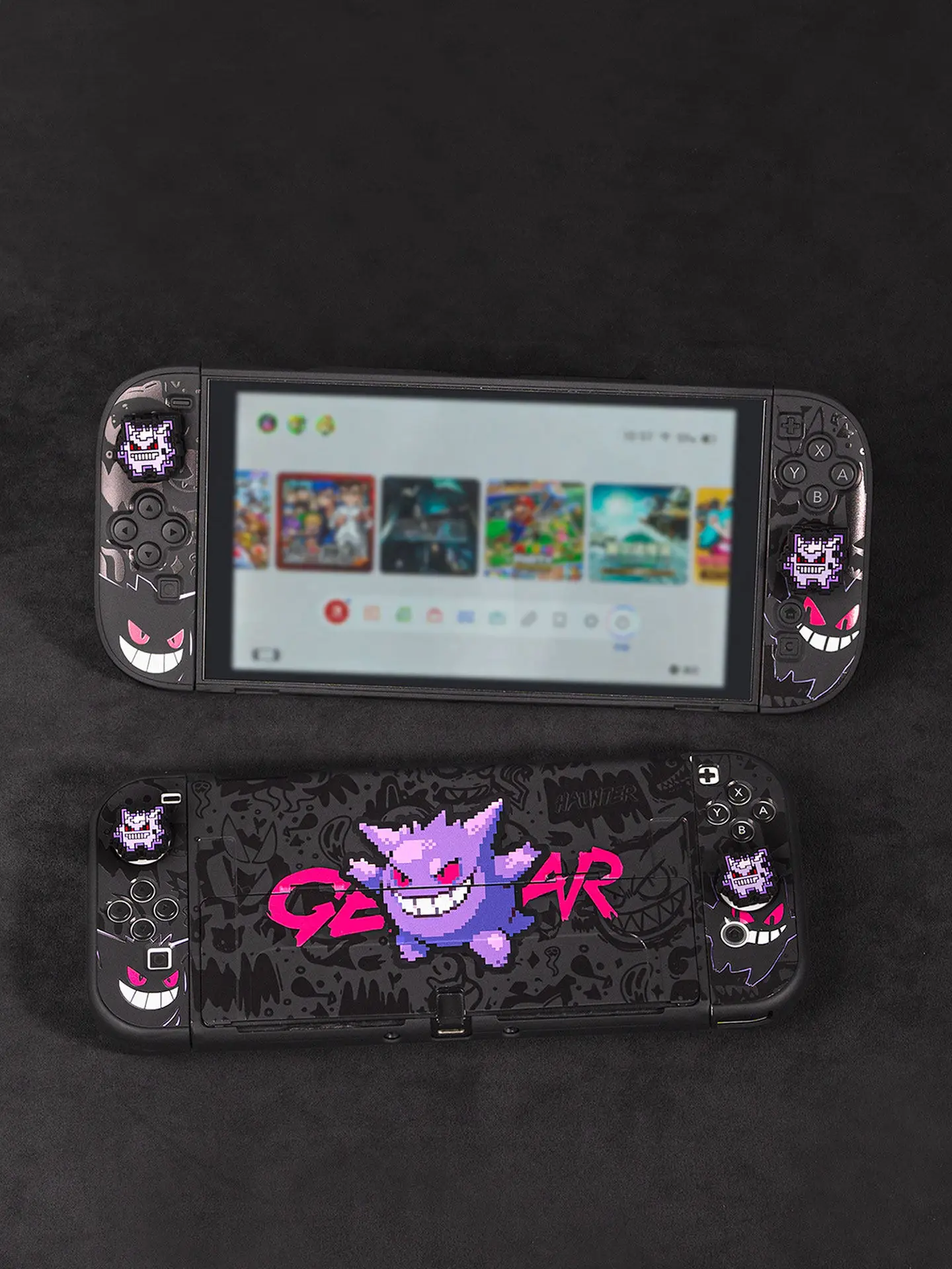 Anime Pokemon Gengar Holder Case For Nitendo Switch 2 Cartoon Removable Handle Holder Protective Cover Grip Cap Game Accessories