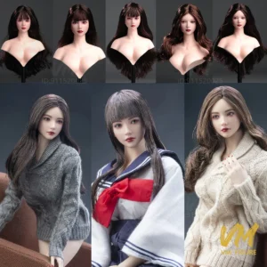 In Stock 1/6 Makeup Beauty Girl Movable Eyes Hair Transplant Head Carving Model Fit 12''Pale Female Action Figure Body Doll Toys