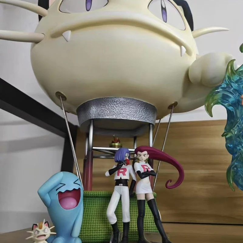 40cm Rocket Team Anime Figure Meowth Hot Air Balloon Figures Wobbuffet Figures Pvc Statue Collection Model Custom Gifts Toys