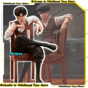 In Stock Attack on Titan Anime Figures Levi Ackerman Figure Sitting Posture Model Toys Statue GK Figurine Ornament 19cm Gifts
