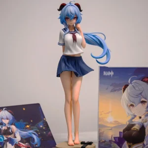 25cm Genshin Impact Figure Ganyu Figures School Uniform Ganyu Girl Figurine Pvc Statue Model Doll Room Ornament Collection Toys