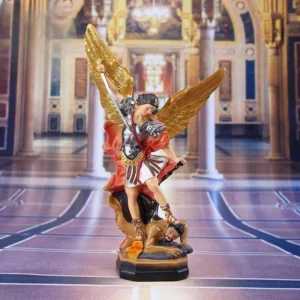 Christian San Miguel Arcangel Statue Retro Bronzed Saint Michael Angel Resin Figurine Home Blessing Decoration Desktop Ornaments