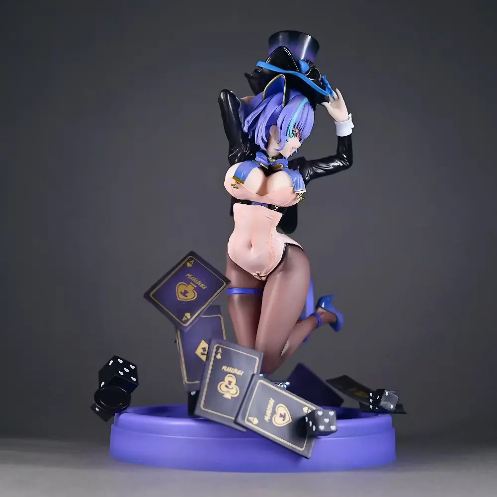 Azur Lane Cheshire Magician Girl GK Figure Purple Hair Magic Card Dice Themed Collectible Statue Desktop Decor For Anime Fans