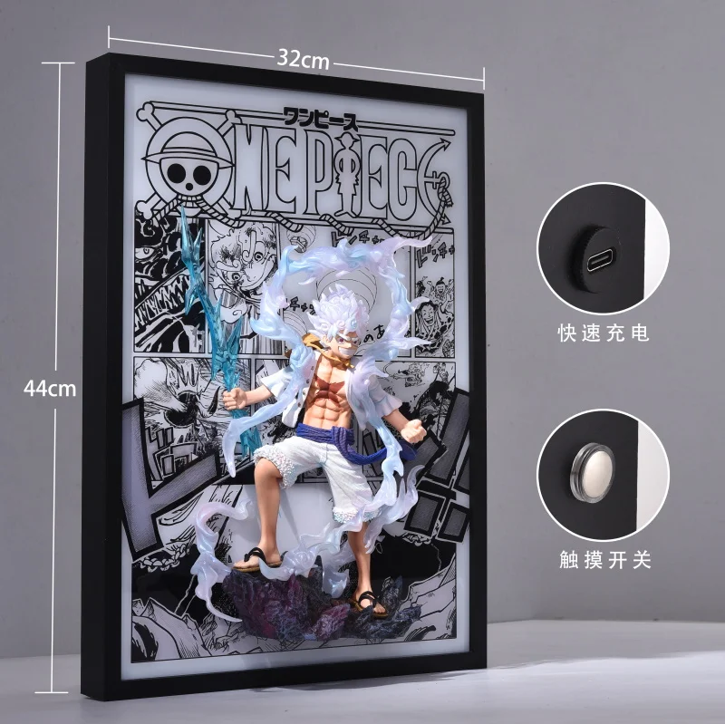 Original One Piece Monkey D. Luffy Comic Anime Decorative 3d Photo Frame Stereoscopic Painting Creative Decorative Ornament Gift