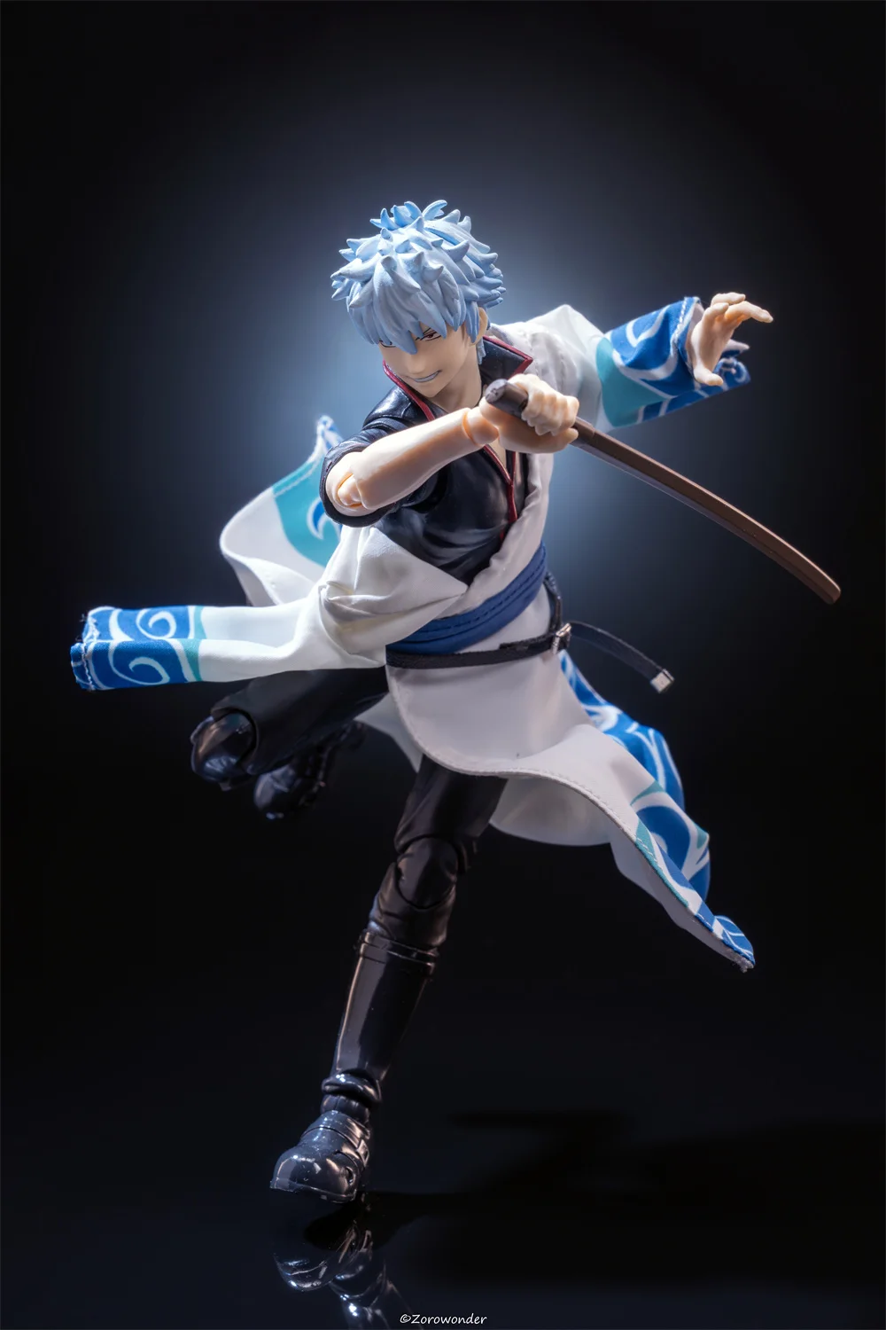Handmade 1/12 Scale Classic Japanese Manga Characters Blue Cloud Patterned Robe Accessories for shf Action Figure Body