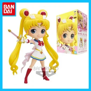 Bandai Original Qposket Sailor Moon Anime Figure Tsukino Usagi Action Figure Toys for Boys Girls Gift Collectible Model