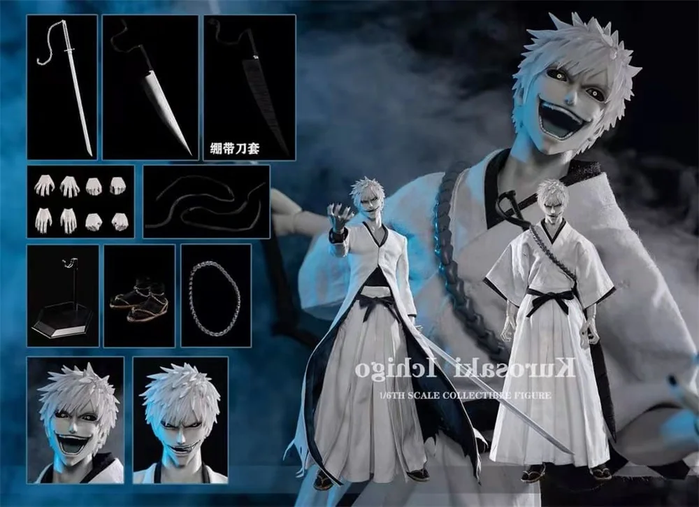GAMETOYS GT-004 1/6 White Lord Void White Ichigo Double-head Carving Sculpture 12″ full set Male action figure Model Collections