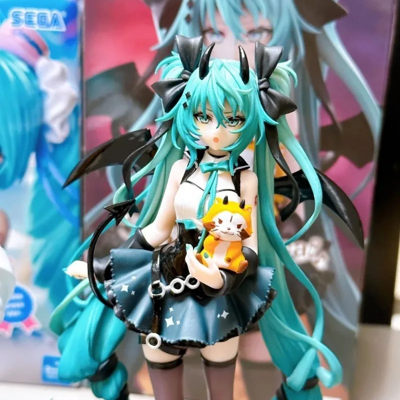 Little Devil Hatsune Miku Dark Angel Raccoon Anime Figure PVC Desktop Model Ornament Desk Decor for Anime Enthusiasts