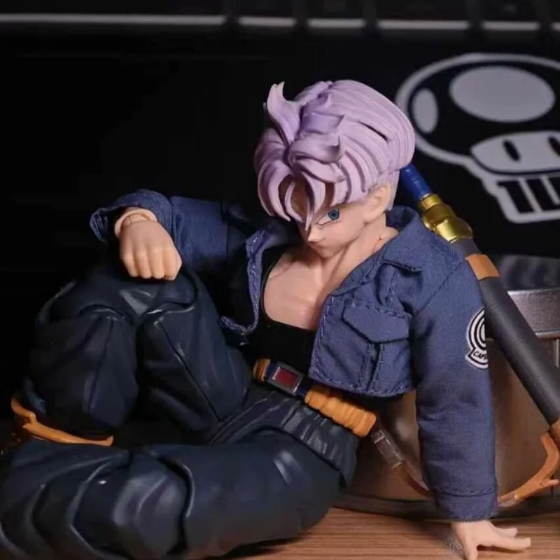 1/12 Scale Dragon Ball Trunks Blue Jacket Coat Fit SHF Tonsen Arttoys Super Saiyan Trunks Anime Action Figures Gifts Toys