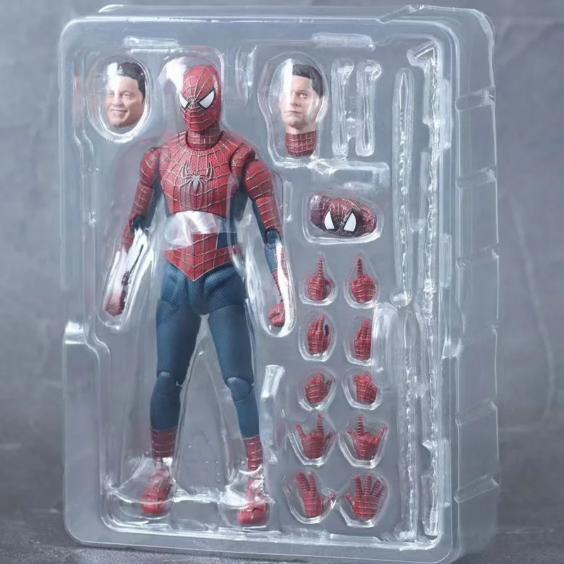 SHF Spider Man Web Slinger Spider Action Figure Collectible Model Toy With Interchangeable Head Sculpt & Web Effects Accessories