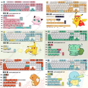 111-142 Keys/Set Pokemon Anime Keycaps for DIY Customized PBT Sublimation CHERRY/XDA/OEM Height Mechanical Keyboard Keycap gifts
