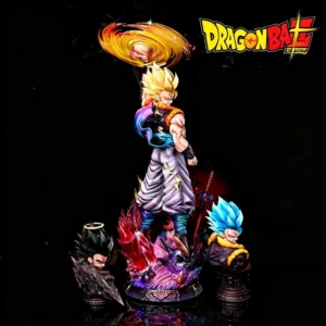 45cm Dragon Ball JT Yunqi Gogeta Figure 3 Head Sculpt SSJ2 Super Blue Gogeta GK Statue Anime Collect Model Ornament Toy Boy Gift