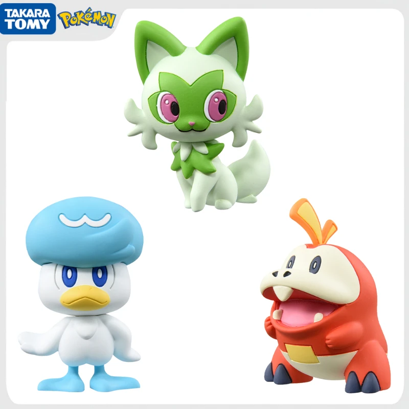 Original Pokemon Sprigatito Fuecoco Quaxly Charcadet Figure Toys Anime Floragato Skeledirge Quaquaval Armarouge PVC Model Dolls