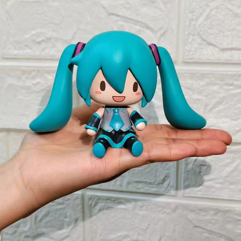 Q Version 8cm Kawaii Fufu Hatsune Miku Virtual Singer Action Figures Cute Interchangeable Face Model Doll Decoration Gift