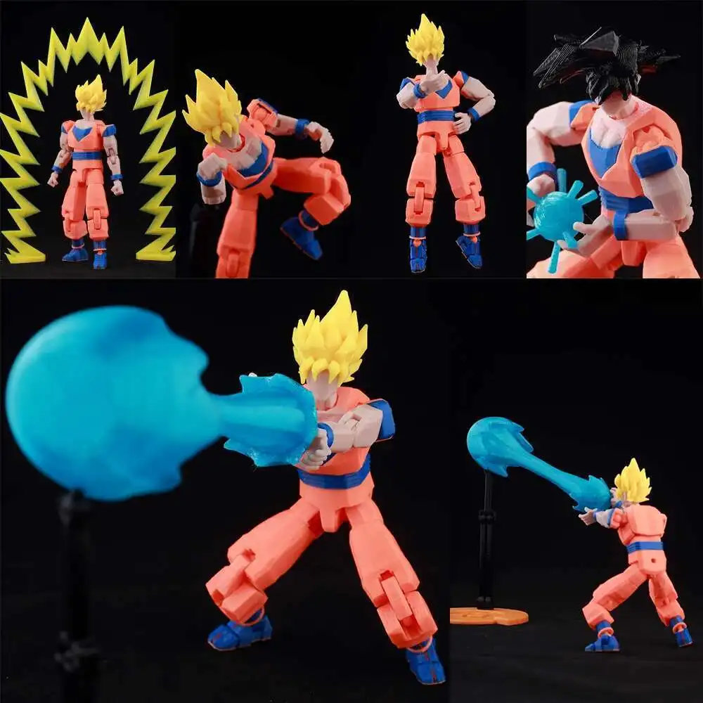 9L3D Printed Anime Characters Lucky Dummy 13 Action Figures Dragon Ball Son Goku Multi-Jointed Movable Shapeshift Mannequin Toys