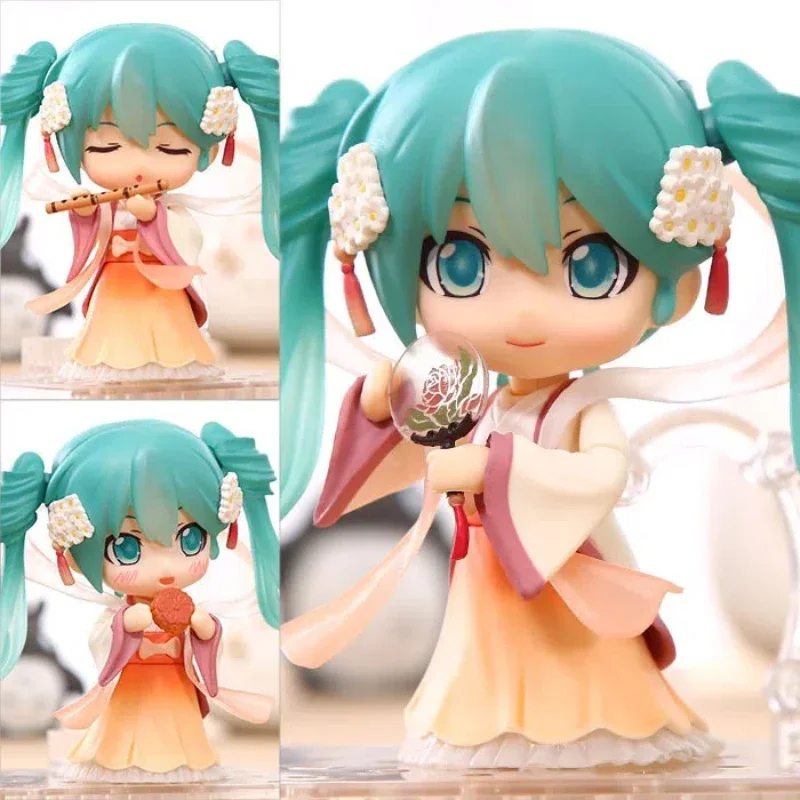 Boxed 10cm Hatsune Miku Q version Kawaii replaceable Action Figure PVC Model statue Nendoroid Desk Decor Toys Doll Gifts