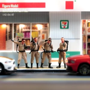 Miniatures Figures 1/87 1/64 1/43 1/24 4pcs Ghost Hunting Teams Figures Model Creative Photography Scene Props For Cars Toys