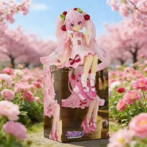 2026 14cm Hatsune Miku Vocalod Noodles Stopper Cherry Blossom Sakura Action Figure Doll Model Toy Home Kawaii Miku Birthday Gift