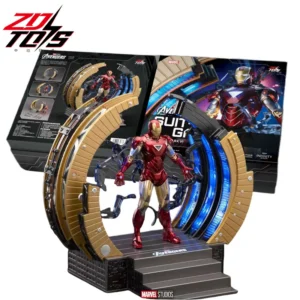 Original ZD Toys Iron Man WITH SUIT-UP GANTRY LED Circular armor dismantling platform MK6 Anime Tony Stark Model Action Figure
