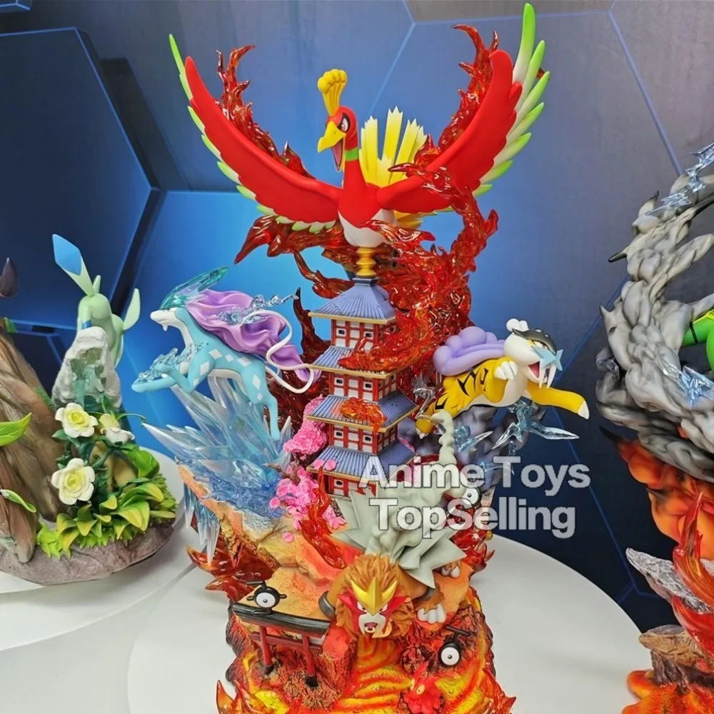 38cm/14.96in Anime Pokemon Figure Raikou/Suicune/Entei/Ho-Oh Action Figures Pvc Statue Collection Model Toys for Children Gifts - Image 3