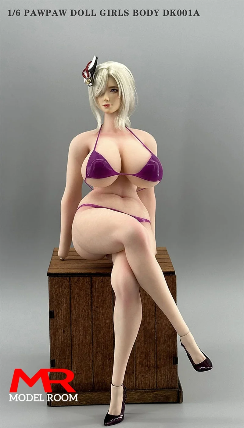 PawPawDoll DK001A 1/6 Anime Girl Oversize Breast Seamless Body 26.5cm Makeup Platinum Silicone Female Soldier Action Figure Doll