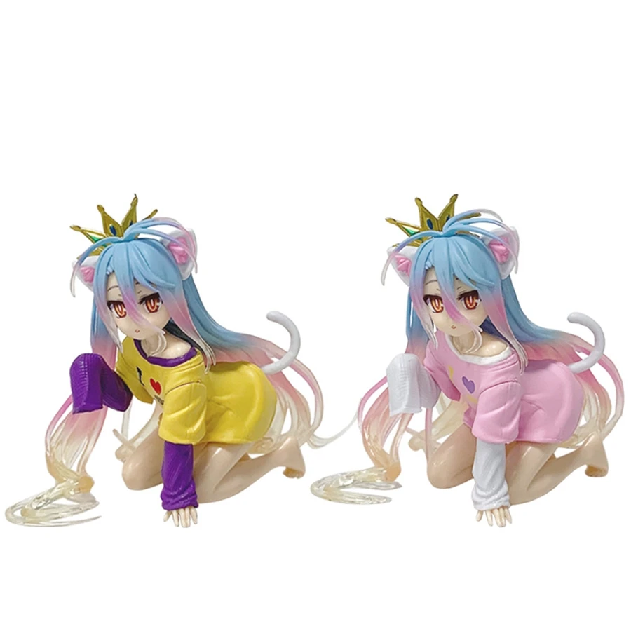 10cm No Game No Life Anime Figure Desktop Cute Cat Ear Shiro Action Figure Room Decorations PVC Collection Model Doll Toys