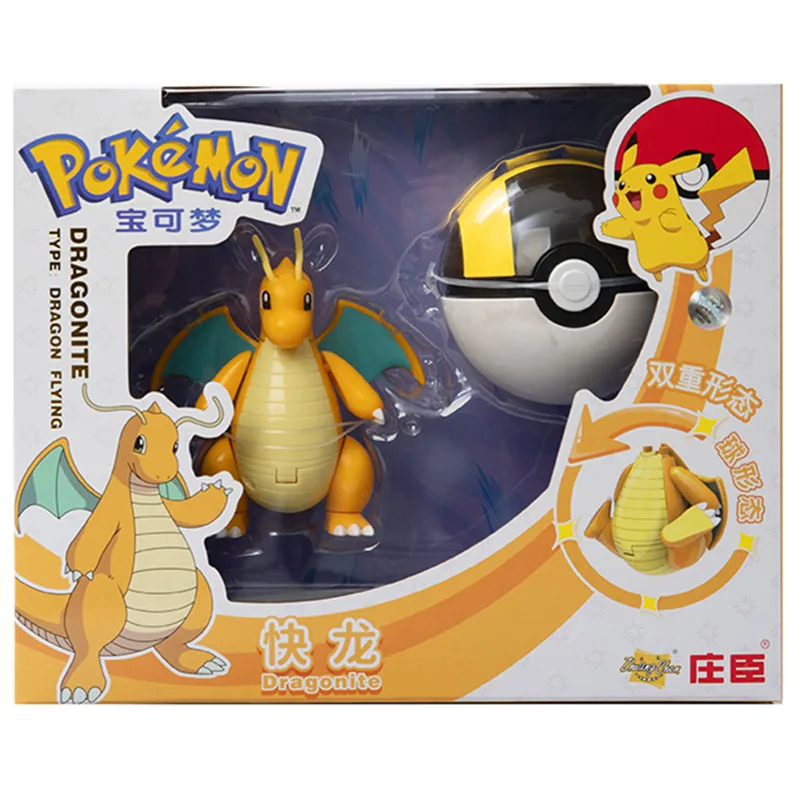 Genuine Pokemon Anime Figure Pikachu Gengar Charizard Gyarados Mew Dragonite Doll Model Transformation Toy Gift Set
