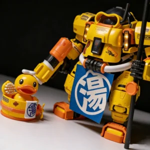 B.Duck & SPA Duck Easy Assembly Mecha Model Kit Magnetic Control LED Action Figures With Water Decals Cute Mecha Toy Decor Gifts