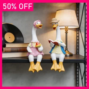 Collectibles Sculpture Creative Resin Permanent Art Crafts Reading Couple Duck Ornament Courtyard Outdoor Garden Animal Ornament