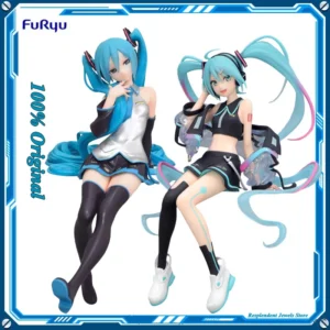 Original Furyu Hatsune Miku Vocaloid Colorful Technology Action Figure Kawai Noodle Stopper Figure Toy Pvc Model Collection Gift
