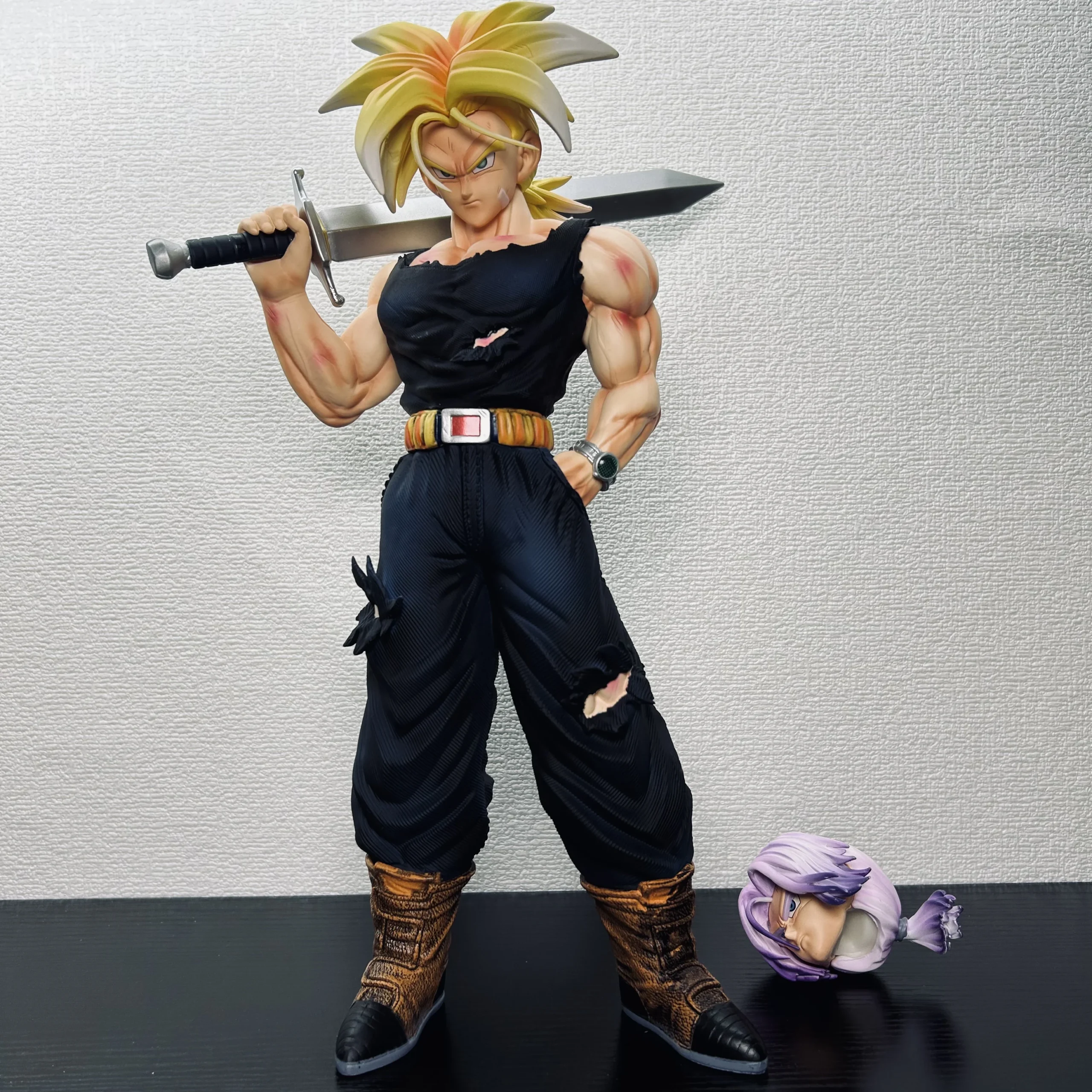 32cm/12.59inch Dragon Ball Z Trunks Figure Replace Heads Future Trunks Super Saiyan Action Figures Collection Mode Toys Gifts