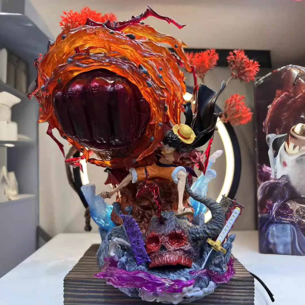 Hot One Piece Gk Anime Figure Luffy With Led Toys Gear 3 Figurine Red Roc Pvc Statue Collectible Model Decoration Birthday Gift