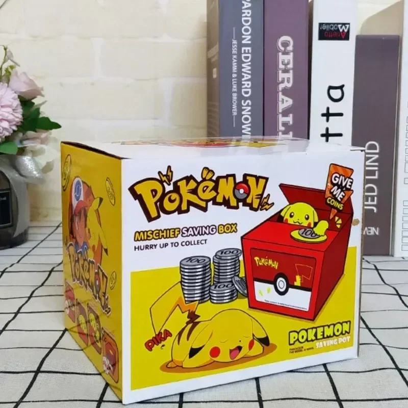 New Piggy Bank Pikachu Pokemon Anime Electronic Money Box Steal Coin Action Figure Cute Safe Room Decoration Kids Xmas Toys Gift