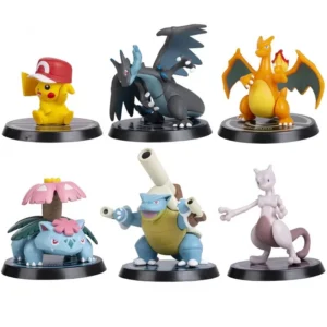 Pokemon 6 Pcs/Set Anime Figure Pikachu 6-7cm Figure Charizard Blastoise Squirtle Bulbasaur Action Figures Model  toys Gifts