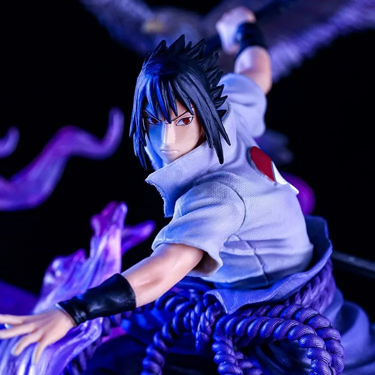 40cm New NARUTO Anime Figure Uchiha Sasuke Peripheral PVC Model Scene Statue Desktop Decoration Ornaments Birthday Gifts Toys