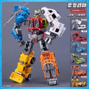In Stock Fire Truck Transformation Team Combined 6 In 1 Figure Transformation Action Figure Model Robot  Alloy Edition Toy Gift