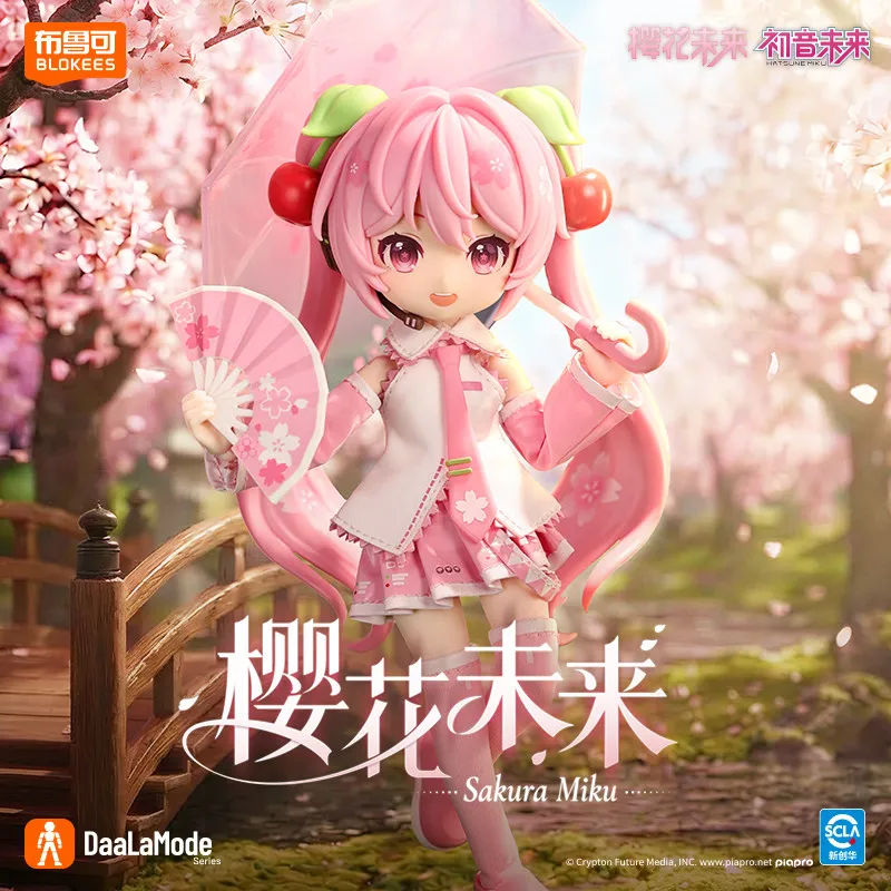 BLOKEES Original Hatsune Miku Sakura Miku Q version Miracle Edition Singer Action Figure Joint Mobility Assembly Toy Doll Gift