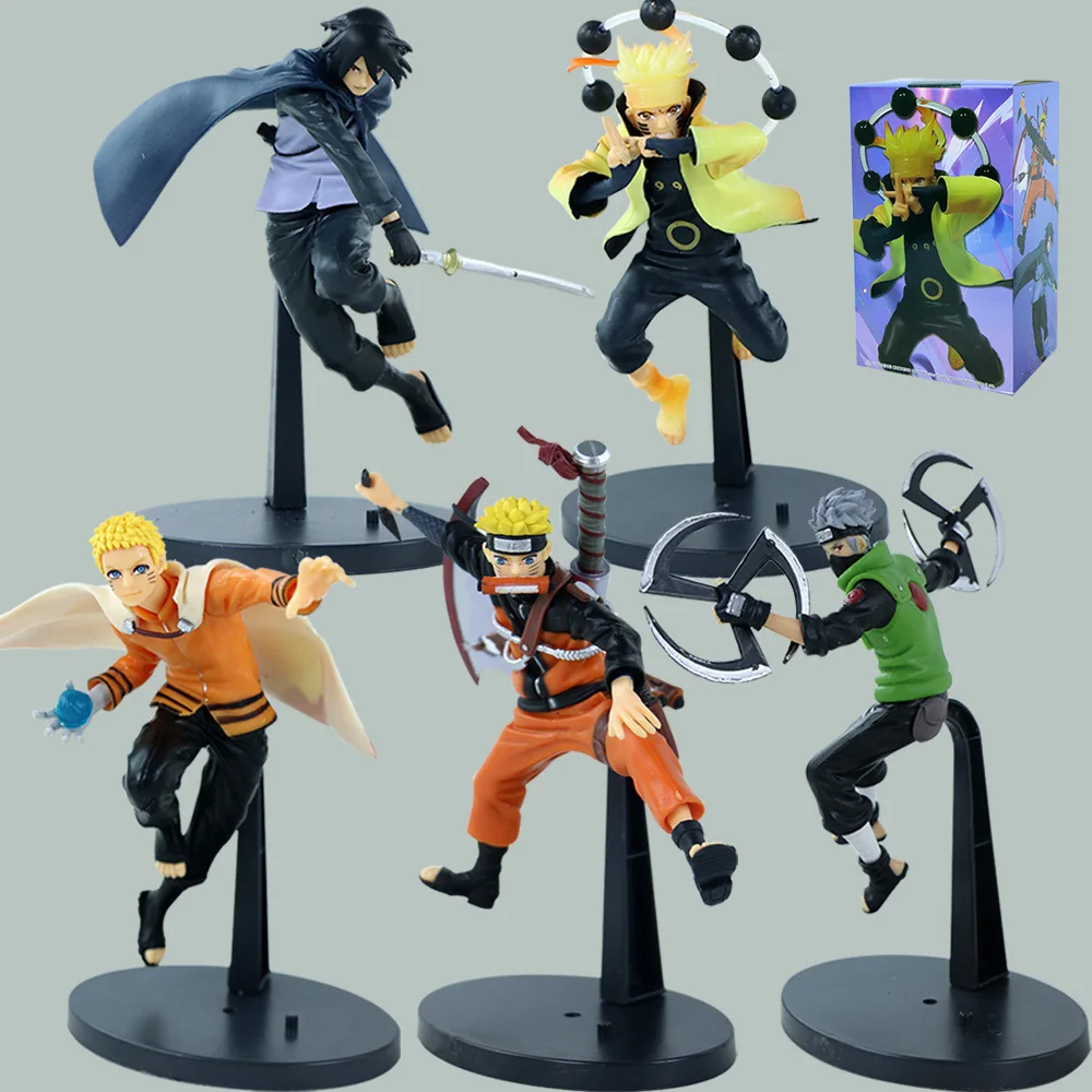 Bandai Naruto Shippuden Figures Uchiha Sasuke Hatake Kakashi Combat Form Collectible figure decorative Model Anime Toys Gifts