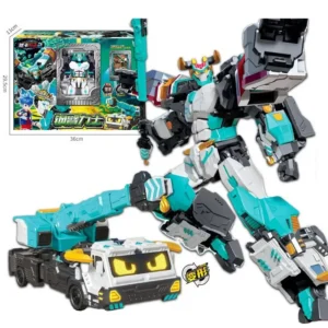 New Metal Cardbot Transforming Car to Robot Action Figures BLUE COP S with Card Transformation Robot Model Toys for Child Gift