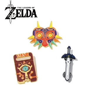 Anime Legend of Zelda Brooch Breath of The Wild Sword Shield Warrior Metal Badge Clothes Bag Accessories Jewelry Accessories
