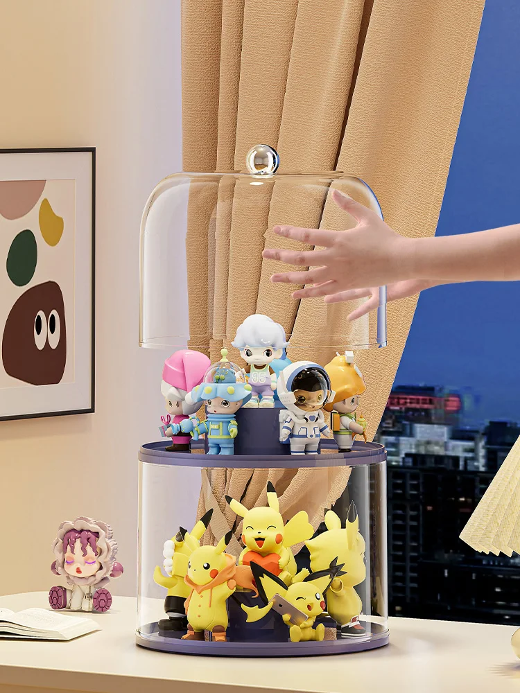 Rotating Clear Anime Figure Display Case Waterproof Dustproof Stackable Collectors Box Spacious Home Organizer for Figurines