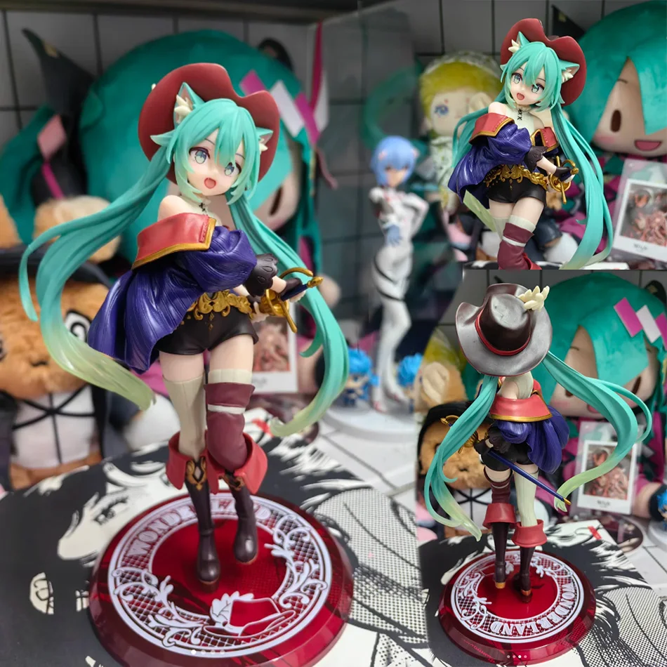 19cm Hatsune Miku Desktop Cute Action Figure Tale Wonderland Miku Puss in Boots Anime Figurine Kawaii Girl Model Toy Adorable - Image 5